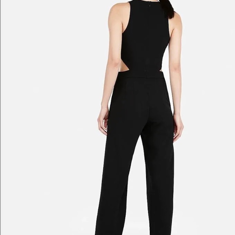 Express Women Black Sleeveless Cutout Wide Leg Jumpsuit